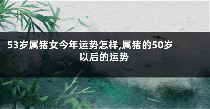 53岁属猪女今年运势怎样,属猪的50岁以后的运势