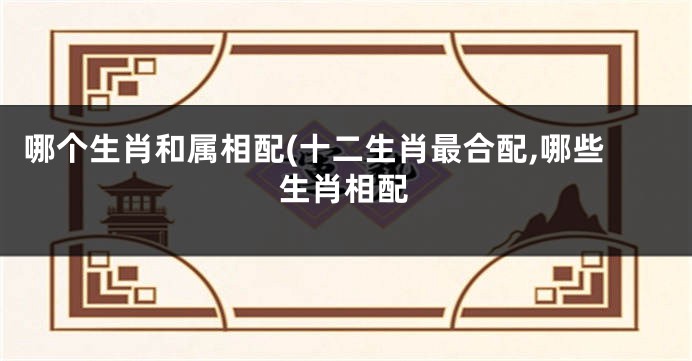 哪个生肖和属相配(十二生肖最合配,哪些生肖相配