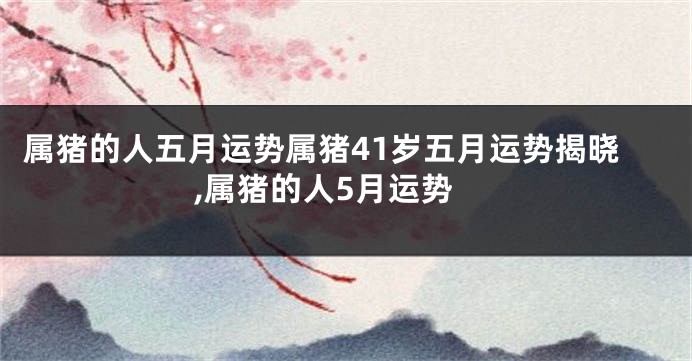 属猪的人五月运势属猪41岁五月运势揭晓,属猪的人5月运势