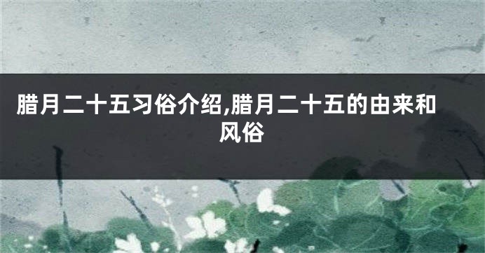腊月二十五习俗介绍,腊月二十五的由来和风俗