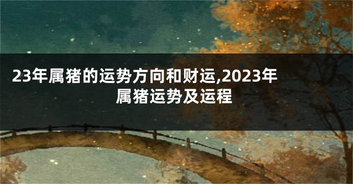 23年属猪的运势方向和财运,2023年属猪运势及运程