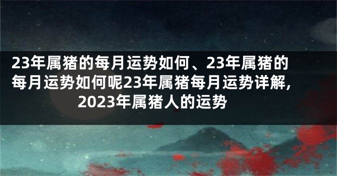 23年属猪的每月运势如何、23年属猪的每月运势如何呢23年属猪每月运势详解,2023年属猪人的运势
