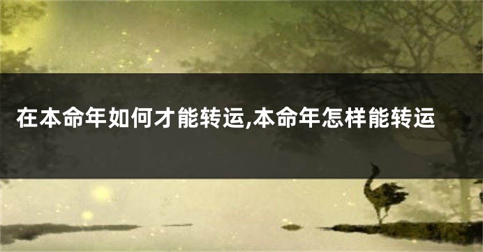在本命年如何才能转运,本命年怎样能转运