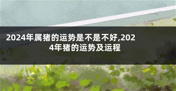 2024年属猪的运势是不是不好,2024年猪的运势及运程