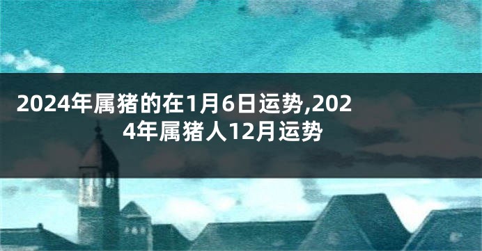 2024年属猪的在1月6日运势,2024年属猪人12月运势