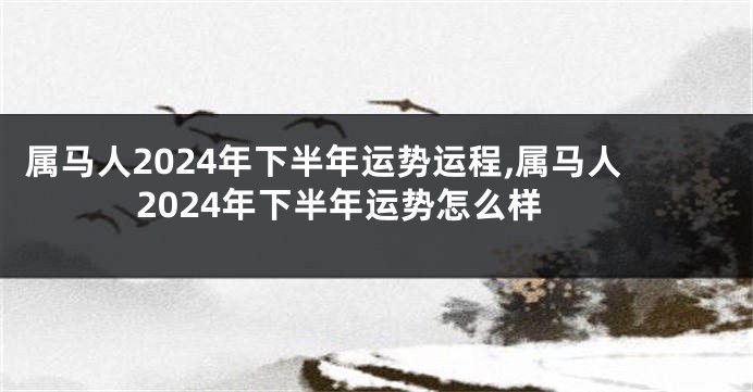 属马人2024年下半年运势运程,属马人2024年下半年运势怎么样