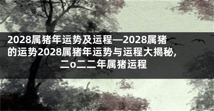 2028属猪年运势及运程—2028属猪的运势2028属猪年运势与运程大揭秘,二o二二年属猪运程