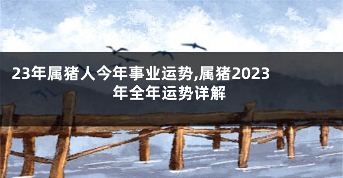 23年属猪人今年事业运势,属猪2023年全年运势详解