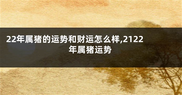 22年属猪的运势和财运怎么样,2122年属猪运势