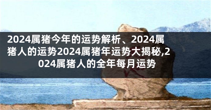 2024属猪今年的运势解析、2024属猪人的运势2024属猪年运势大揭秘,2024属猪人的全年每月运势