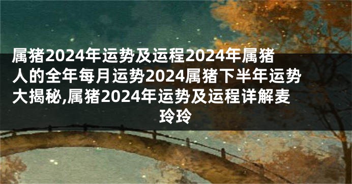 属猪2024年运势及运程2024年属猪人的全年每月运势2024属猪下半年运势大揭秘,属猪2024年运势及运程详解麦玲玲
