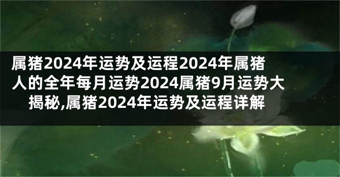 属猪2024年运势及运程2024年属猪人的全年每月运势2024属猪9月运势大揭秘,属猪2024年运势及运程详解