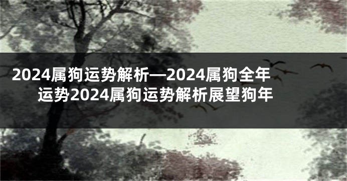 2024属狗运势解析—2024属狗全年运势2024属狗运势解析展望狗年