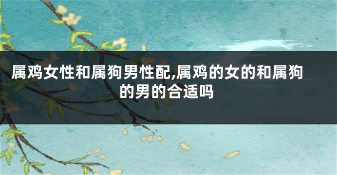 属鸡女性和属狗男性配,属鸡的女的和属狗的男的合适吗