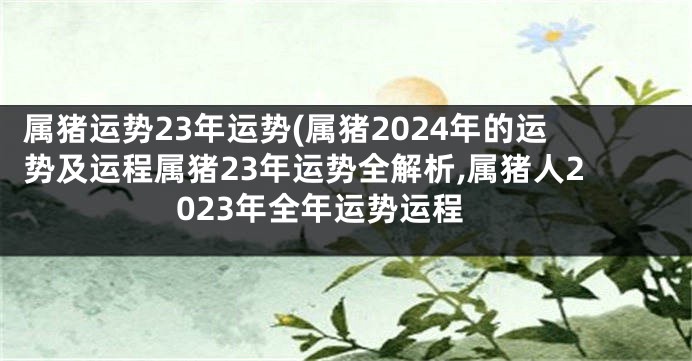属猪运势23年运势(属猪2024年的运势及运程属猪23年运势全解析,属猪人2023年全年运势运程