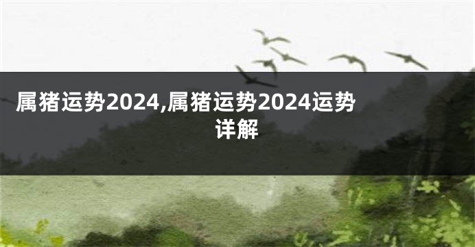 属猪运势2024,属猪运势2024运势详解