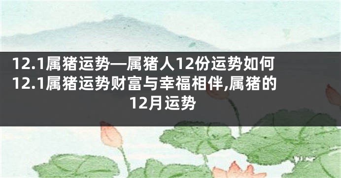 12.1属猪运势—属猪人12份运势如何12.1属猪运势财富与幸福相伴,属猪的12月运势