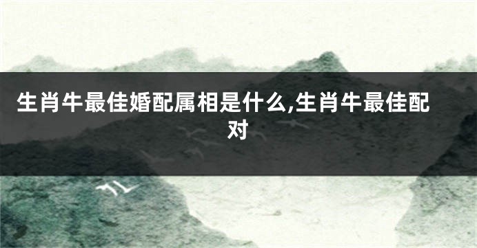 生肖牛最佳婚配属相是什么,生肖牛最佳配对
