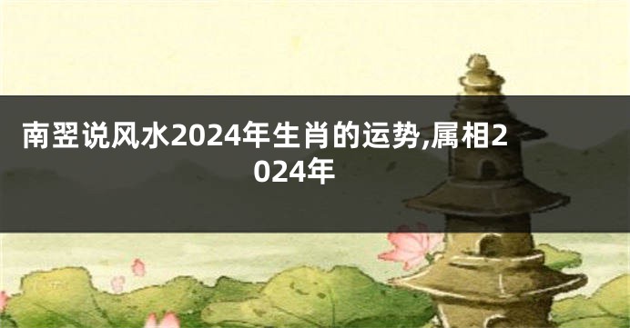 南翌说风水2024年生肖的运势,属相2024年