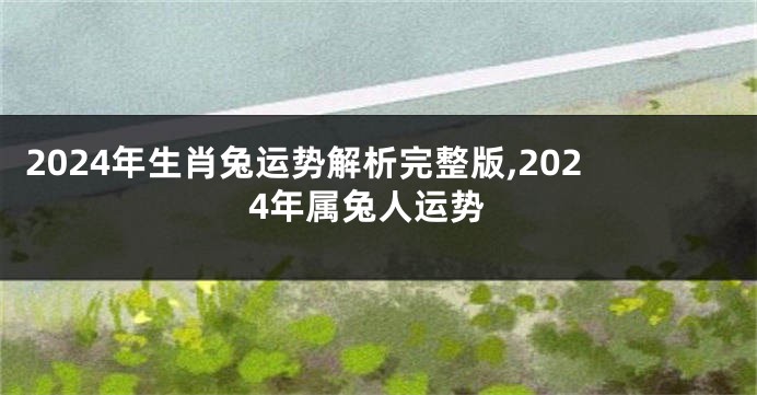 2024年生肖兔运势解析完整版,2024年属兔人运势