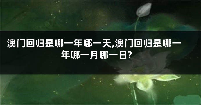 澳门回归是哪一年哪一天,澳门回归是哪一年哪一月哪一日?