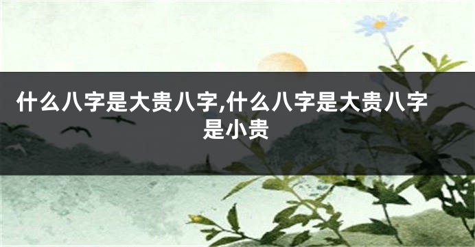 什么八字是大贵八字,什么八字是大贵八字是小贵
