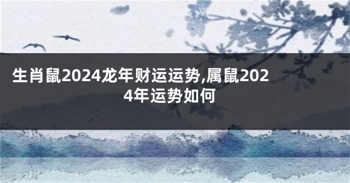 生肖鼠2024龙年财运运势,属鼠2024年运势如何