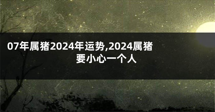 07年属猪2024年运势,2024属猪要小心一个人