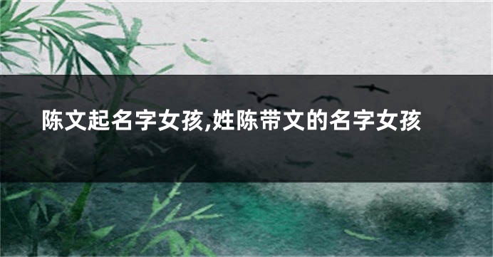 陈文起名字女孩,姓陈带文的名字女孩