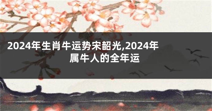 2024年生肖牛运势宋韶光,2024年属牛人的全年运