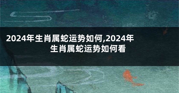 2024年生肖属蛇运势如何,2024年生肖属蛇运势如何看