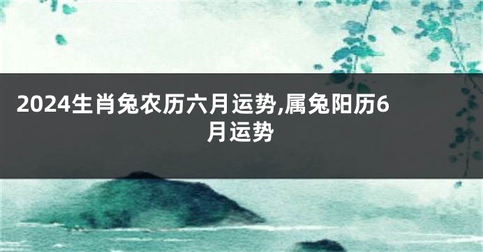 2024生肖兔农历六月运势,属兔阳历6月运势