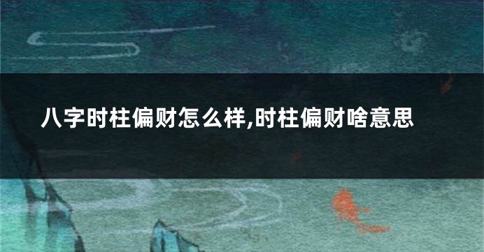 八字时柱偏财怎么样,时柱偏财啥意思