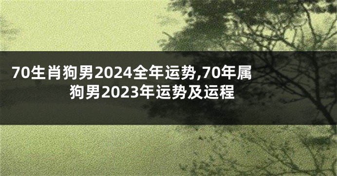 70生肖狗男2024全年运势,70年属狗男2023年运势及运程