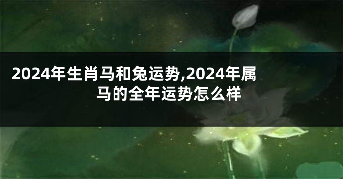 2024年生肖马和兔运势,2024年属马的全年运势怎么样