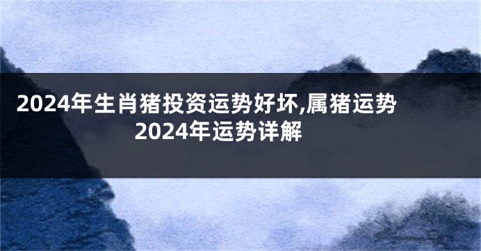 2024年生肖猪投资运势好坏,属猪运势2024年运势详解