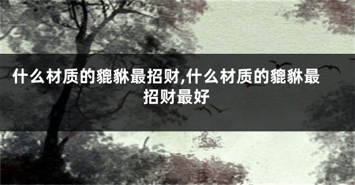什么材质的貔貅最招财,什么材质的貔貅最招财最好