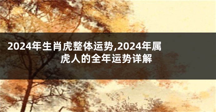 2024年生肖虎整体运势,2024年属虎人的全年运势详解