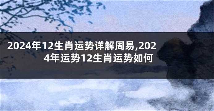 2024年12生肖运势详解周易,2024年运势12生肖运势如何