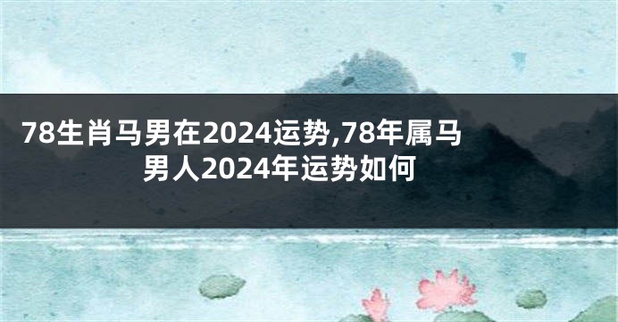 78生肖马男在2024运势,78年属马男人2024年运势如何