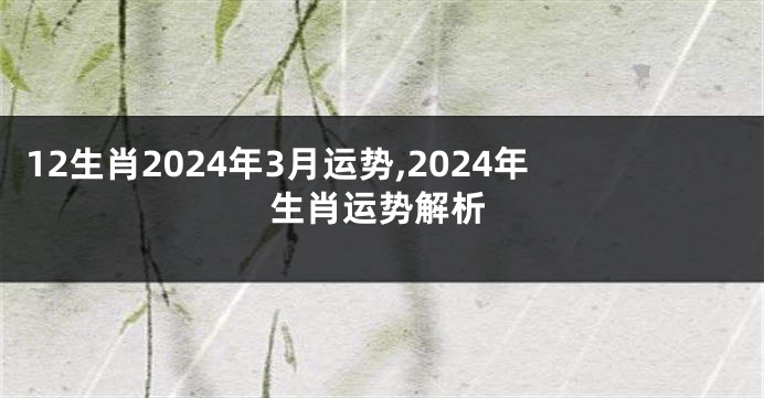 12生肖2024年3月运势,2024年生肖运势解析