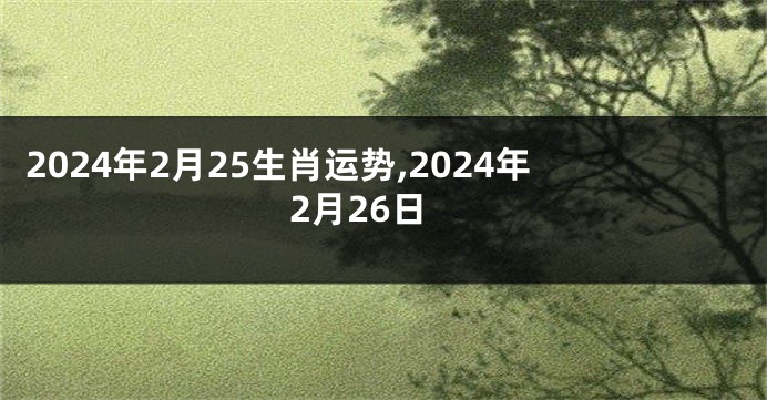 2024年2月25生肖运势,2024年2月26日