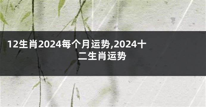 12生肖2024每个月运势,2024十二生肖运势
