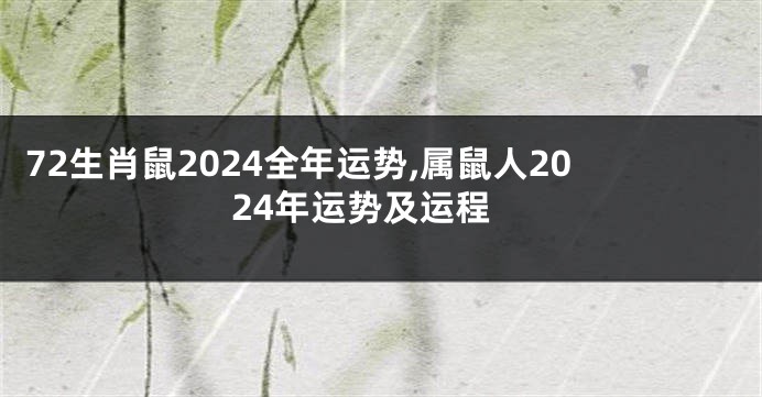 72生肖鼠2024全年运势,属鼠人2024年运势及运程