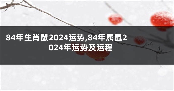 84年生肖鼠2024运势,84年属鼠2024年运势及运程