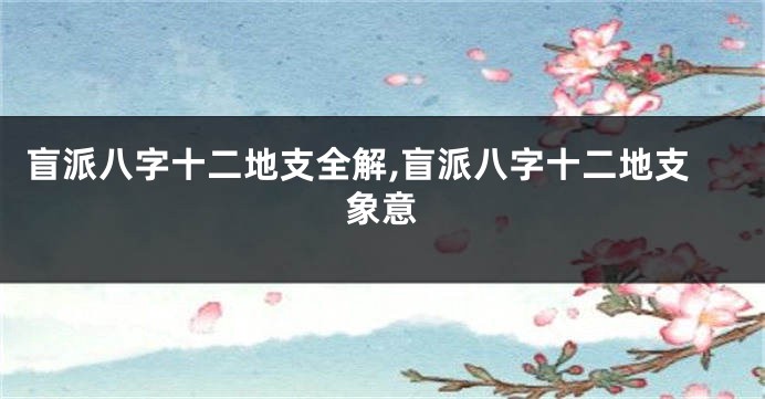 盲派八字十二地支全解,盲派八字十二地支象意