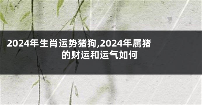 2024年生肖运势猪狗,2024年属猪的财运和运气如何