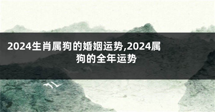 2024生肖属狗的婚姻运势,2024属狗的全年运势