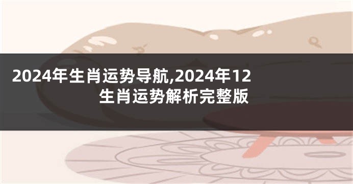 2024年生肖运势导航,2024年12生肖运势解析完整版