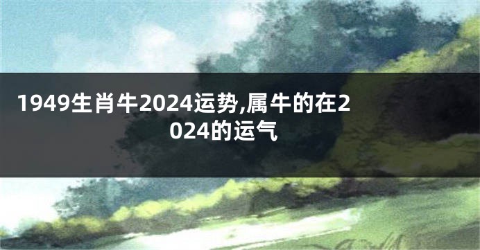 1949生肖牛2024运势,属牛的在2024的运气